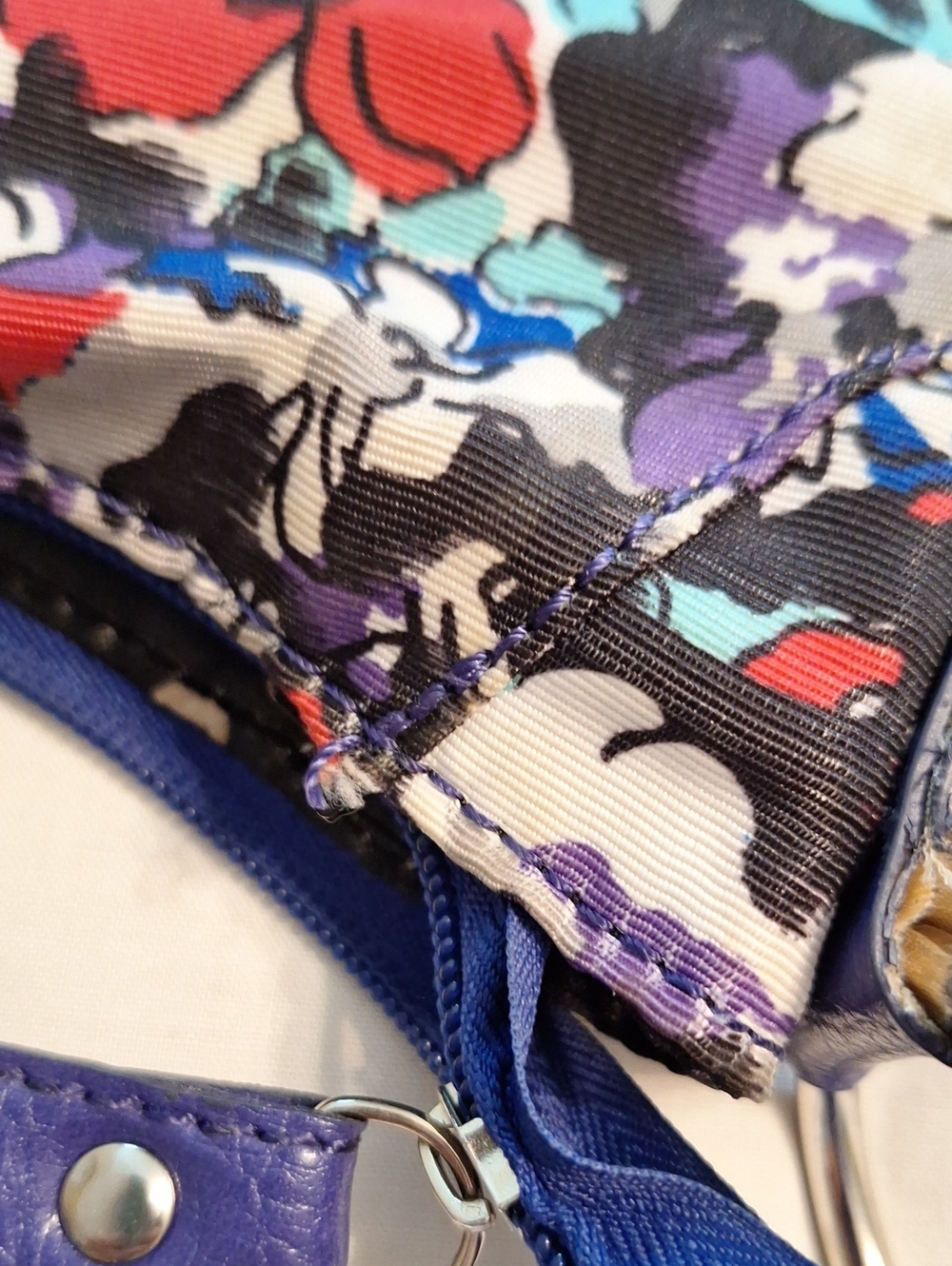 ELLE Multicolor Floral Shoulder Bag with Purple Trim - Picture 10 of 14